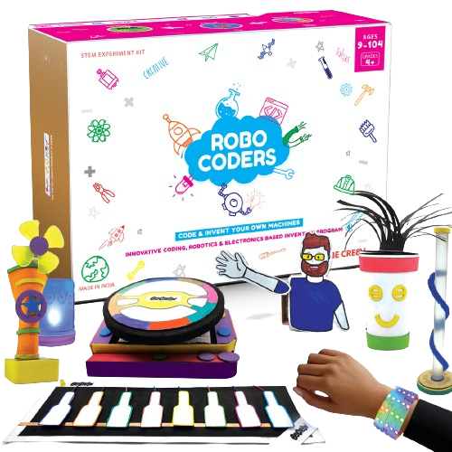 Robocoders Coding Invention STEM Kit | 30+ Experiments | Scratch block coding | 8-14 years