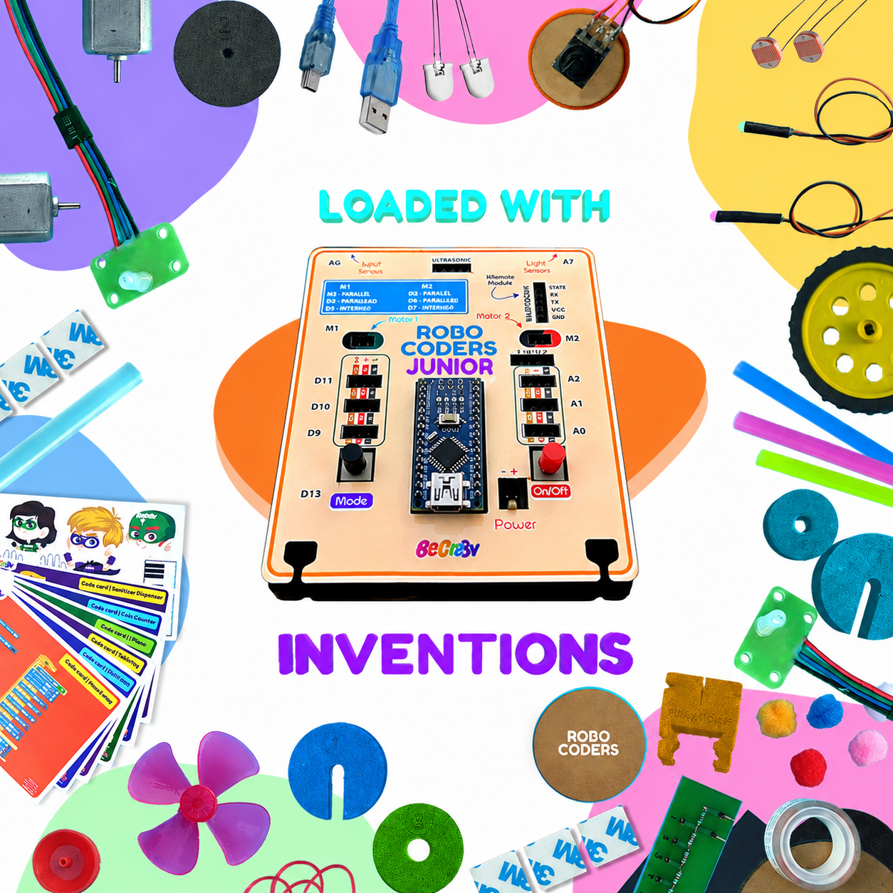 Robocoders Junior STEM Kit for Kids Age 7-9 | 30+ Experiments in AI, Coding & Electronics | Scratch-Based Drag & Drop Coding | Robotics & Electronics DIY Kit | Creative Computing Learning Kit