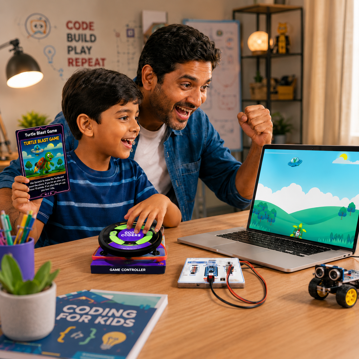 Robocoders Junior STEM Kit for Kids Age 7-9 | 30+ Experiments in AI, Coding & Electronics | Scratch-Based Drag & Drop Coding | Robotics & Electronics DIY Kit | Creative Computing Learning Kit