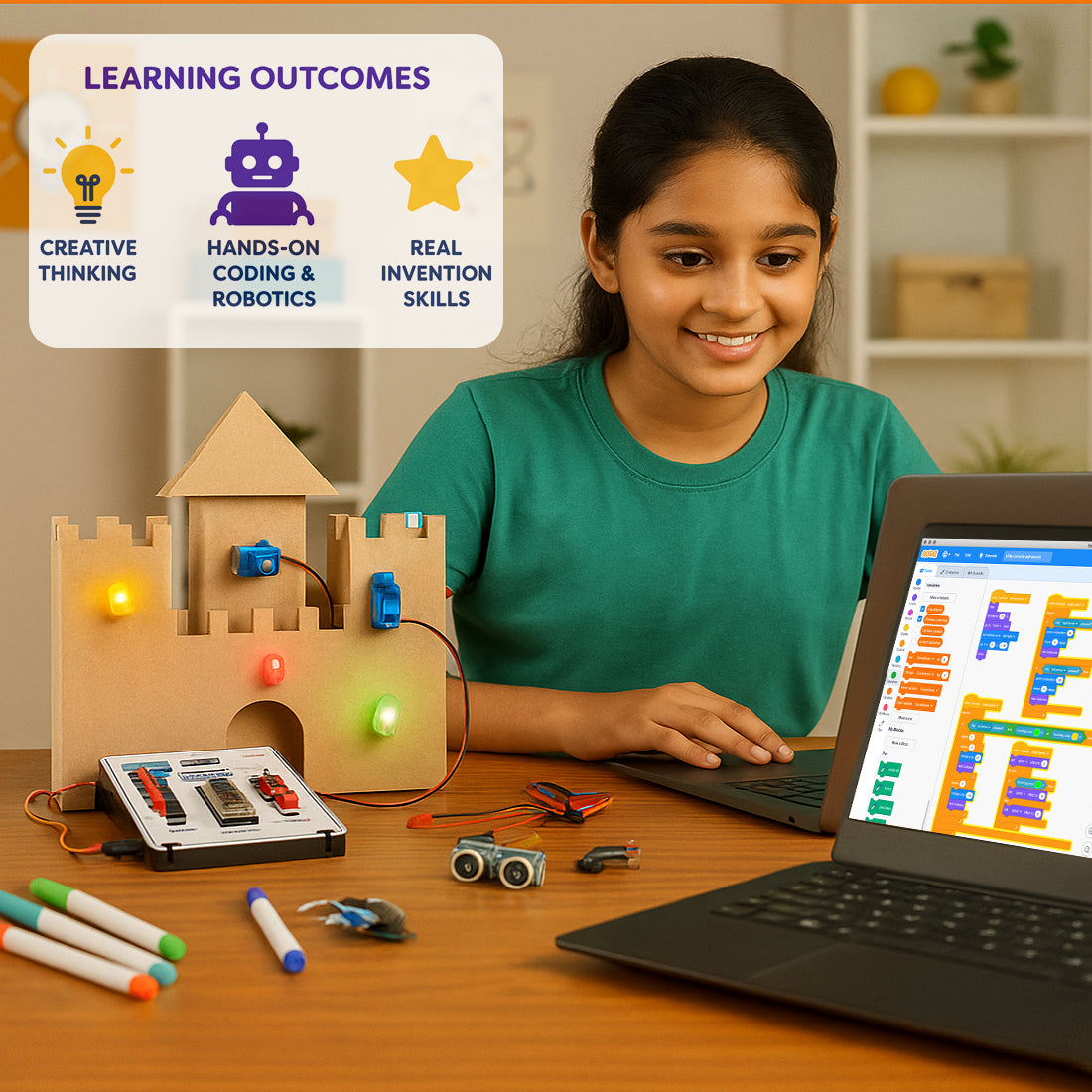 Robocoders| 50-in-1 STEM Robotics Kit for Kids 8–14 | Build Robots & Smart Gadgets | Learn Coding with Scratch, Python & IoT | Educational Toy with Sensors & Motors