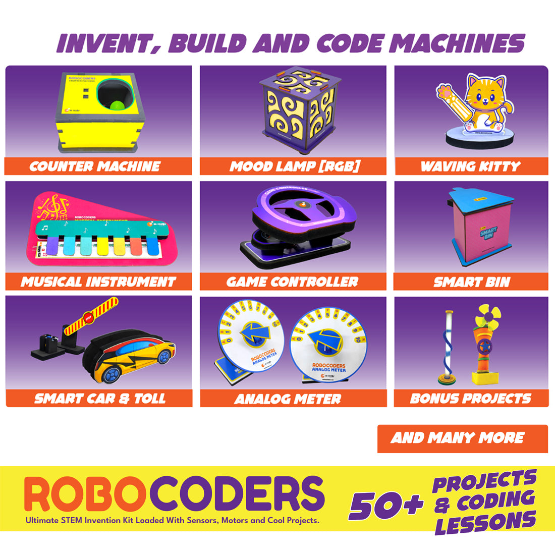 Robocoders| 50-in-1 STEM Robotics Kit for Kids 8–14 | Build Robots & Smart Gadgets | Learn Coding with Scratch, Python & IoT | Educational Toy with Sensors & Motors