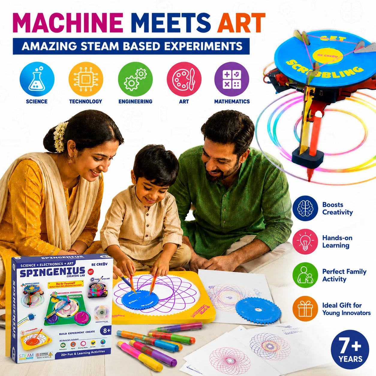 SpinGenius Creative Lab – Build Your Own Drawing Machines (DIY STEAM Kit)