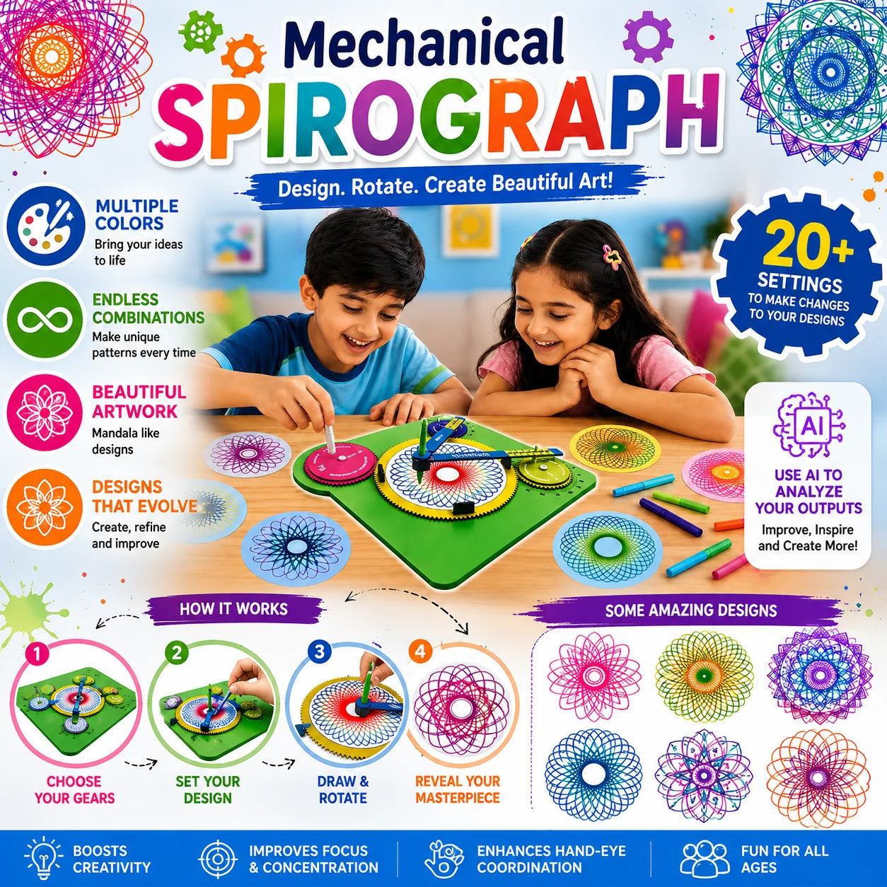 SpinGenius Creative Lab – Build Your Own Drawing Machines (DIY STEAM Kit)