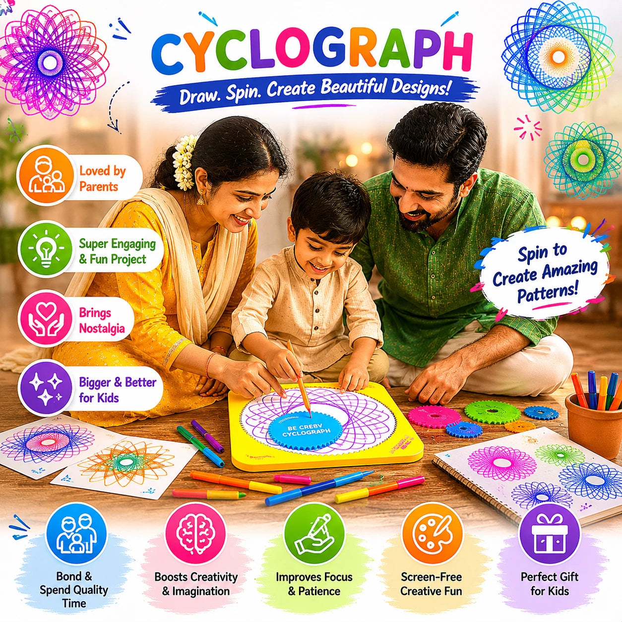 SpinGenius Creative Lab – Build Your Own Drawing Machines (DIY STEAM Kit)