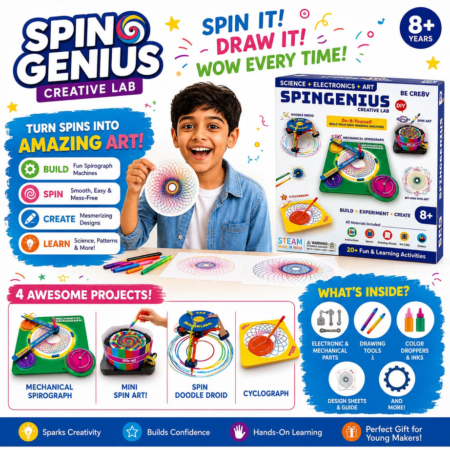 SpinGenius Creative Lab – Build Your Own Drawing Machines (DIY STEAM Kit)